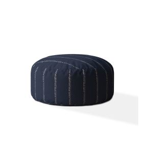 Indoor DRIZZLE Vintage Navy Round Zipper Pouf - Stuffed - Extra Beads Included! - 24in dia x 20in tall