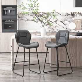Set of 2, Leather Bar Chair with High-Density Sponge, PU Chair Counter Height Pub Kitchen Stools for Dining room, homes, bars, kitchens, Gray